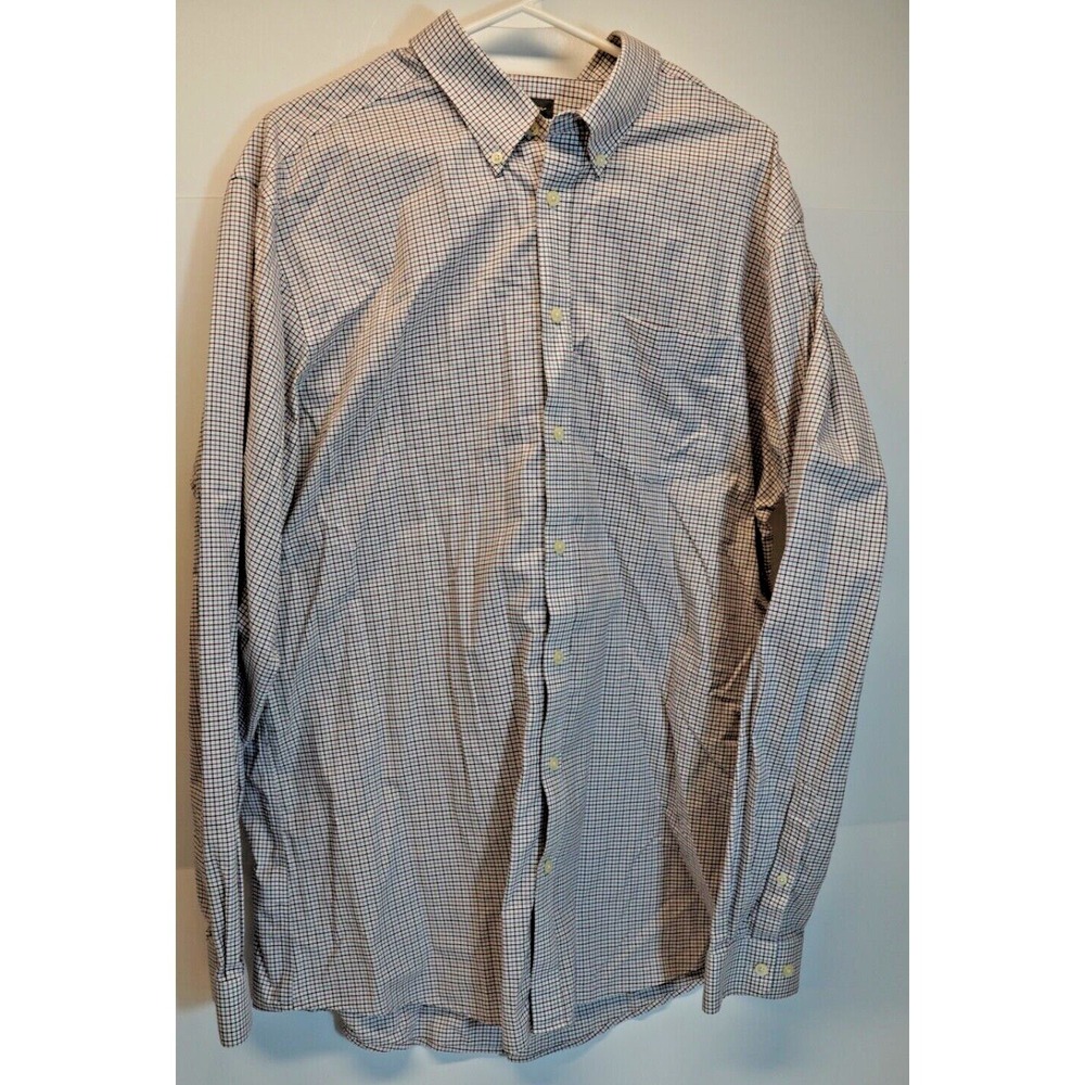 Eddie‎ Bauer Men's Adult Sz XLT Button Shirt Long Sleeve Plaid Red Wrinkle Free